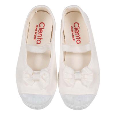 Picture of Calzados Cienta Canvas Easy On Mary Jane With Bow - White