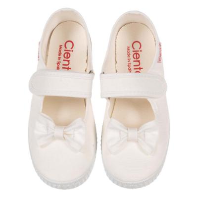 Picture of Calzados Cienta Canvas Mary Jane With Bow -White