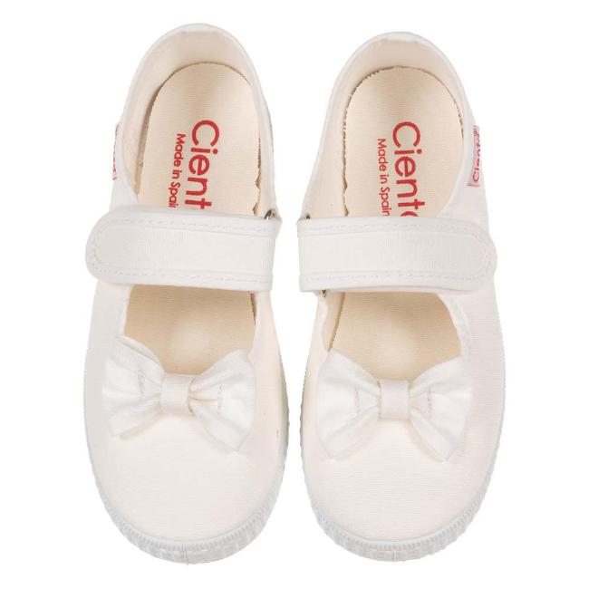 Picture of Calzados Cienta Canvas Mary Jane With Bow -White