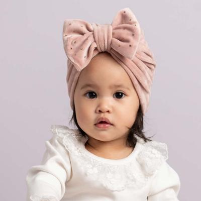 Picture of Caramelo Kids Diamante Big Bow Velour Turban - Pink