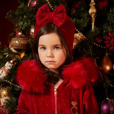 Picture of Caramelo Kids Diamante Big Bow Velour Turban - Red