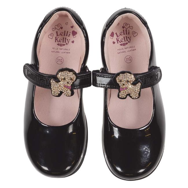 Picture of Lelli Kelly Poppy 2 Puppy Dolly School Shoe G Fitting - Black Patent 