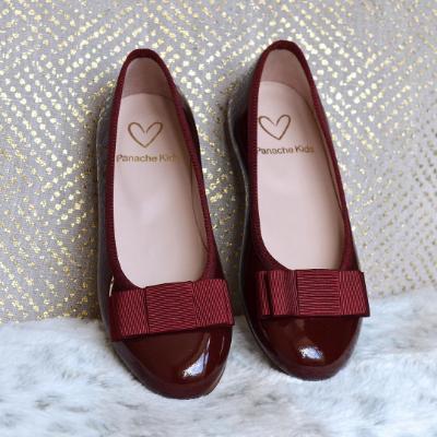 Picture of Panache Girls Ballerina Bow Pump - Burgundy Patent 