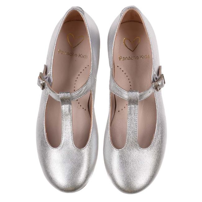 Picture of Panache Girls T Bar Pump - Silver Metallic Leather