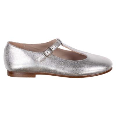 Picture of Panache Girls T Bar Pump - Silver Metallic Leather