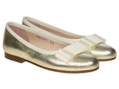 Picture of Panache Ballerina With Ivory Bow - Metallic Gold Leather