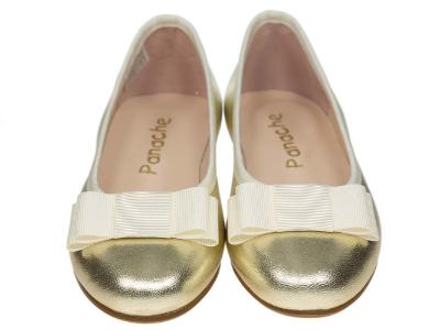 Picture of Panache Ballerina With Ivory Bow - Metallic Gold Leather