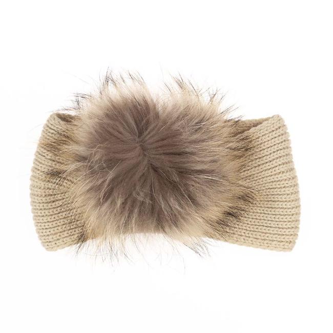 Picture of Juliana Baby Clothes  Pom Pom Knitted Turban Headband - Beige