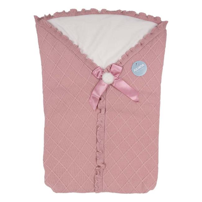 Picture of Juliana Baby Clothes AOP Diamonds Knit Baby Sack - Dark Pink