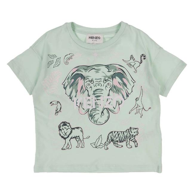 Picture of Kenzo Kids Girls Elephant T-shirt - Green