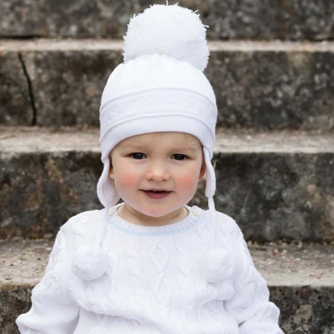 Picture of Emile Et Rose Griffin Knitted Pom Pom Hat - White