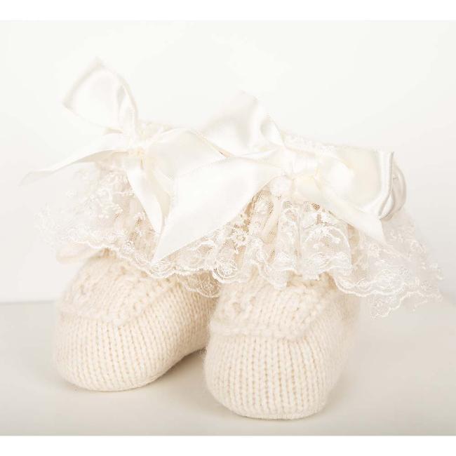 Picture of Caramelo Kids Lace Knitted Booties - Ivory