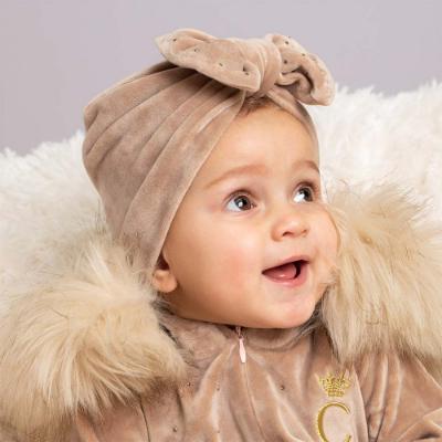 Picture of Caramelo Kids Diamante Big Bow Velour Turban - Mink