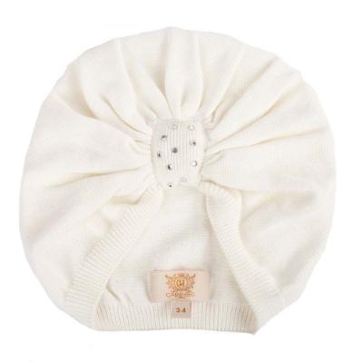 Picture of Caramelo Kids Diamante Big Bow Cotton Blend Turban - Ivory
