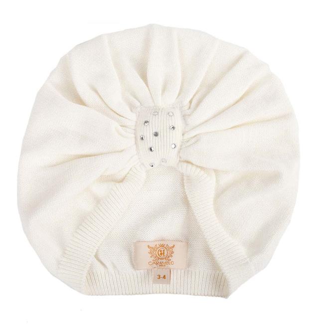 Picture of Caramelo Kids Diamante Big Bow Cotton Blend Turban - Ivory