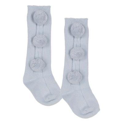 Picture of Caramelo Kids Knitted Pom Pom Socks - Sky Blue