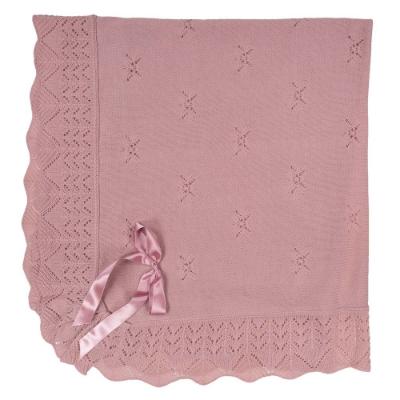 Picture of Juliana Baby Clothes Baby Shawl With Satin Bow - Dark Pink