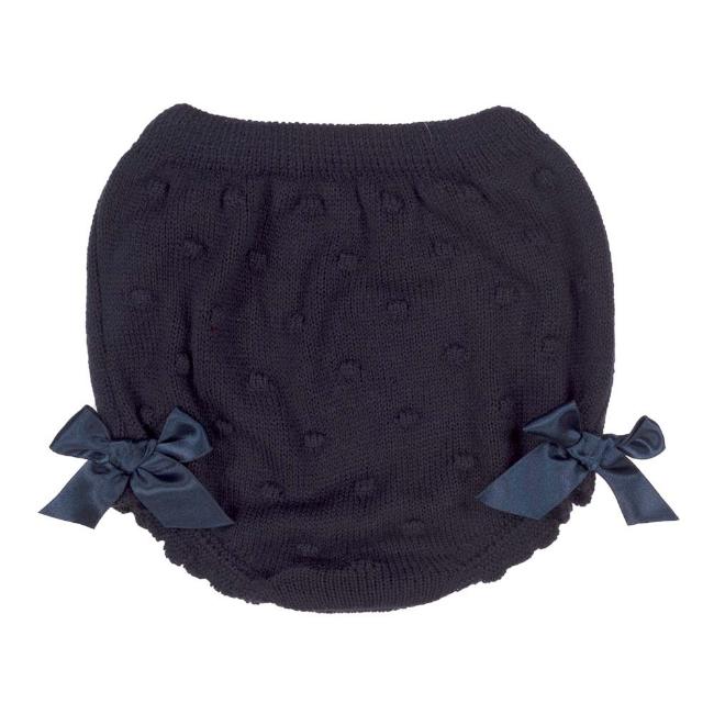 Picture of Juliana Baby Clothes Knitted Bottoms With Satin Bows - Navy Blue