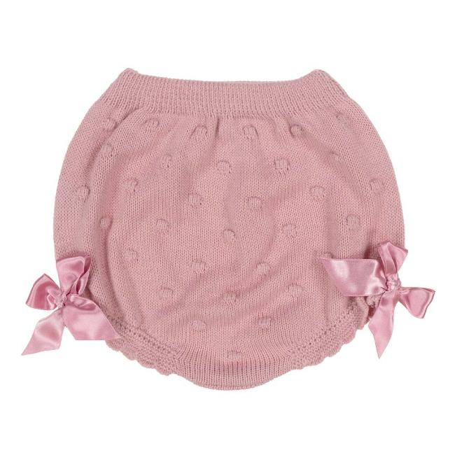 Picture of Juliana Baby Clothes Knitted Bottoms With Satin Bows - Dark Pink
