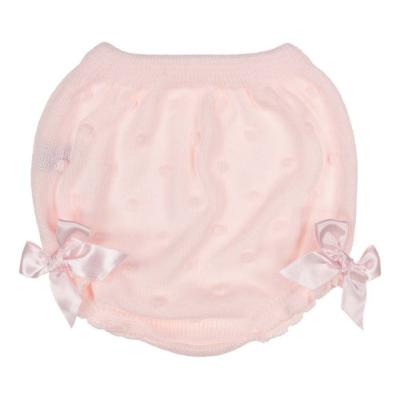 Picture of Juliana Baby Clothes Knitted Bottoms With Satin Bows - Baby Pink