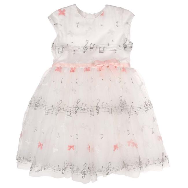 Picture of Daga Musical Notes Embroidered Tulle Dress - Ivory