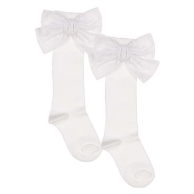Picture of Meia Pata Extra Large Velvet Bow Knee Socks - White 