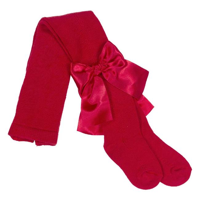 Picture of Meia Pata Spike Openwork Tights Large Satin Bow - Red