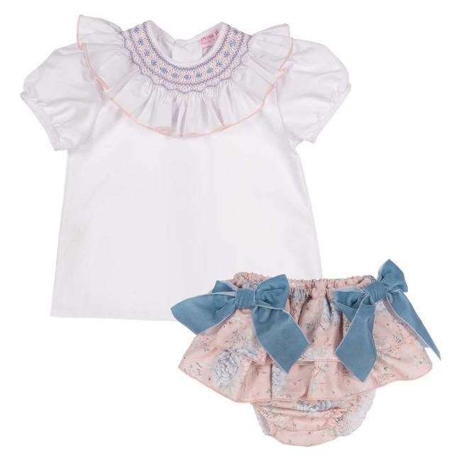 Picture of Miss P Smocked Blouse With Rose Print Jam Pants