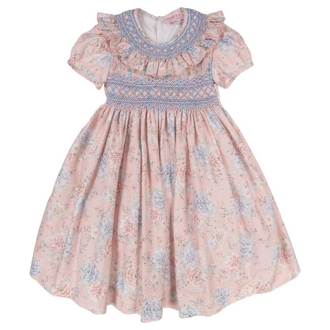 Picture of Miss P Smocked Ruffle Collar Rose  Dress - Pink Blue