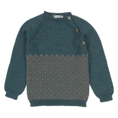 Picture of Wedoble Knitted Sweater & Trouser Set - Teal Green Beige