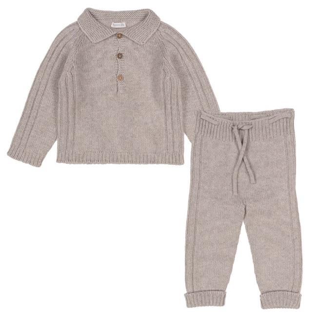 Picture of Wedoble Boys Merino Wool Trouser Set - Beige