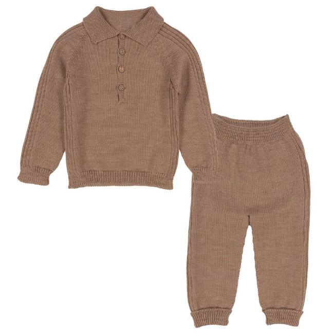 Picture of Wedoble Boys Knitted Trouser Set - Camel