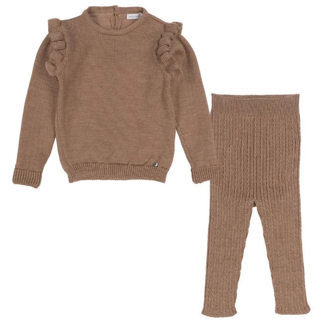 Picture of Wedoble Girls Ruffle Top & Leggings Set - Camel