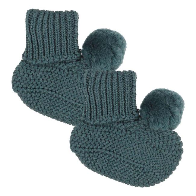 Picture of Wedoble Baby Knitted Pom Pom Booties - Teal Green