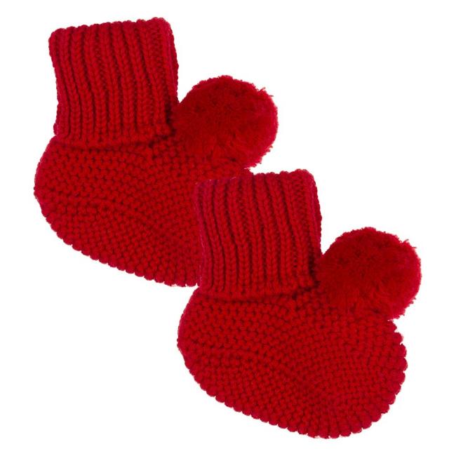 Picture of Wedoble Baby Knitted Pom Pom Booties - Red