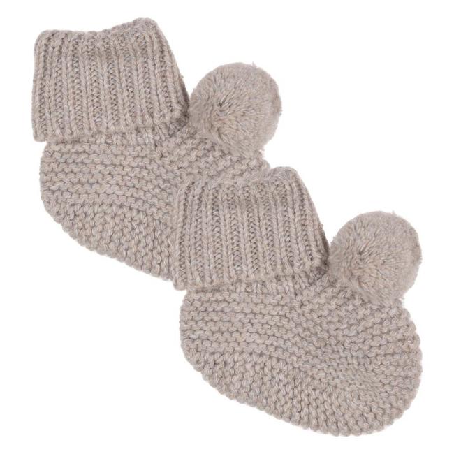 Picture of Wedoble Baby Knitted Pom Pom Booties - Beige