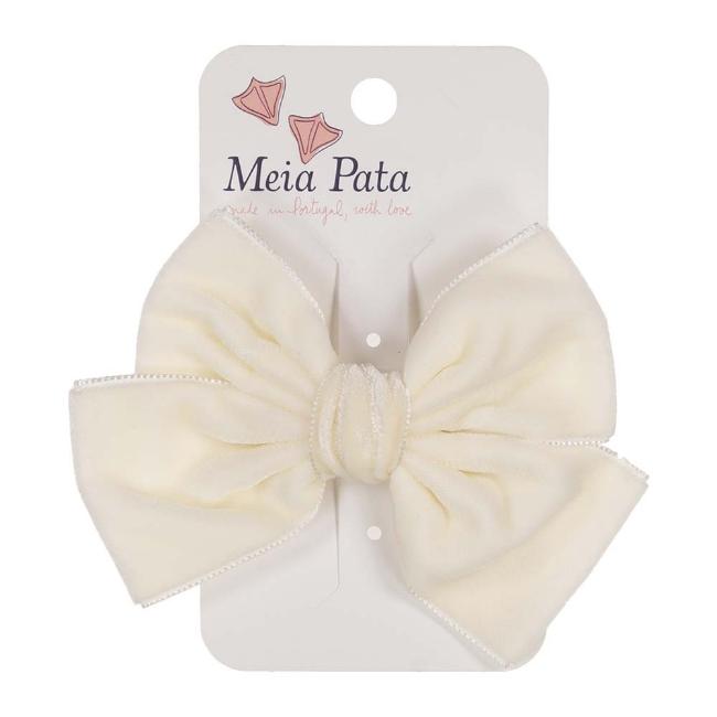 Picture of Meia Pata Velvet Bow Hairclip - Pearl