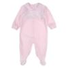 Picture of Rapife Baby Girls Floral Bodice Velour Babygrow - Pink