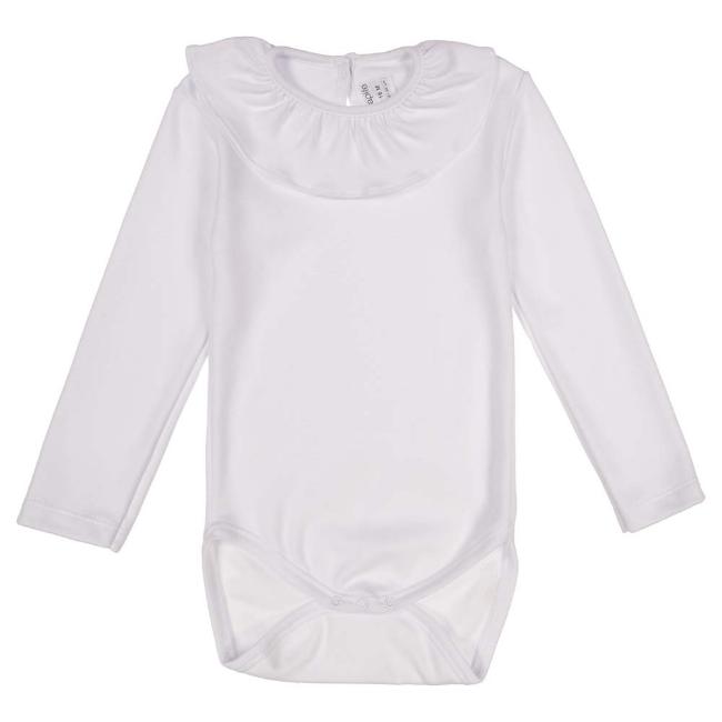 Picture of Rapife Baby Girls Long Sleeve Ruffle Collar Bodysuit - White