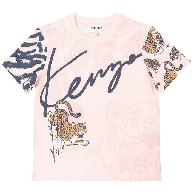 Picture of Kenzo Kids Girls Tiger Logo T-shirt - Pink