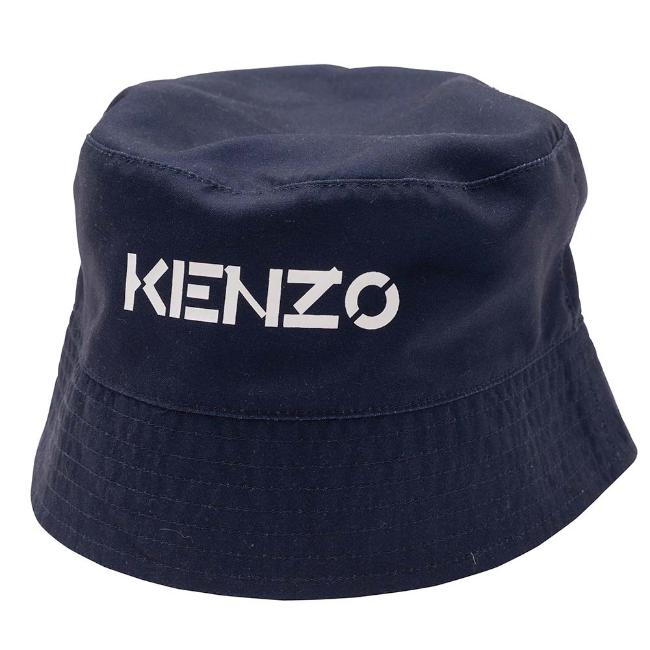 Picture of Kenzo Kids Boys Logo Reversible Bucket Hat - Navy