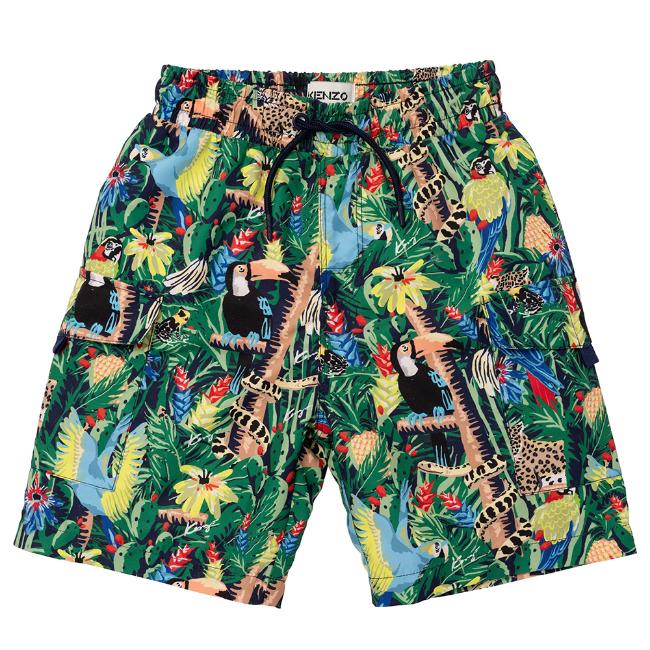 Picture of Kenzo Kids Boys Tropical Jungle Swim Shorts - Green 