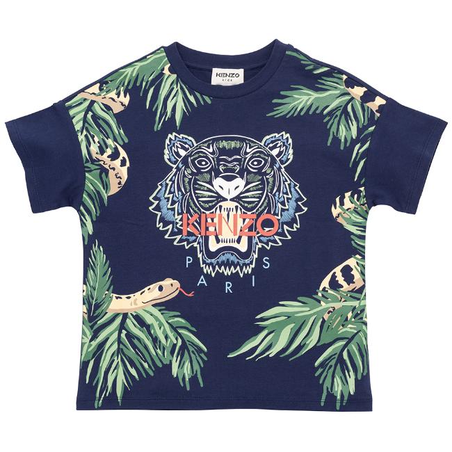 Picture of Kenzo Kids Boys Tiger Tropical T-shirt - Navy