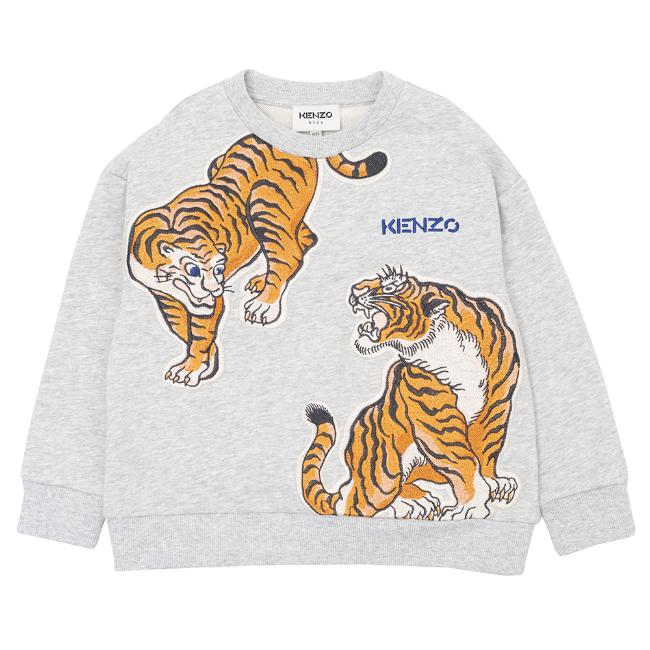 Picture of Kenzo Kids Boys Double Tiger Sweatshirt - Grey