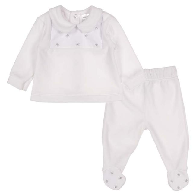 Picture of Rapife Velour Footie Set With Stars - White Silver