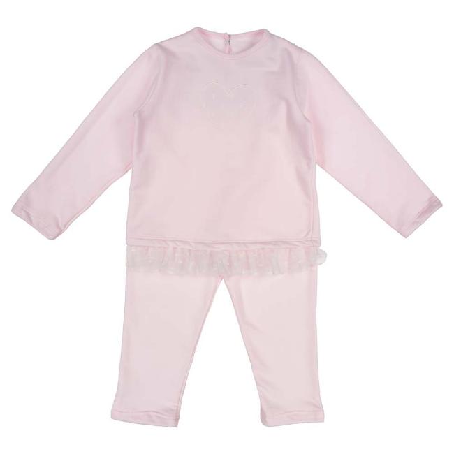 Picture of Rapife Girls Tulle Polka Dot Ruffle Heart Loungewear Set - Pink 