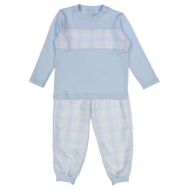 Picture of Rapife Boys check Panel Top Loungewear Set - Blue