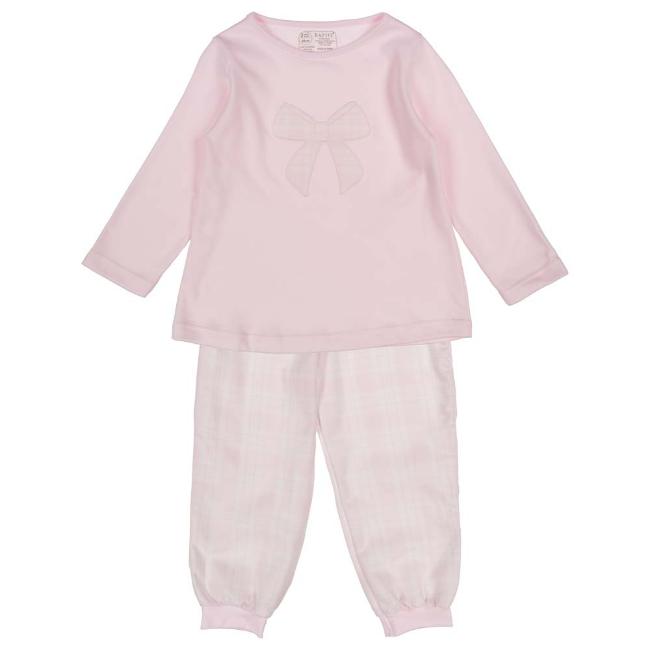 Picture of Rapife Girls Check Bow Top Loungewear Set - Pink