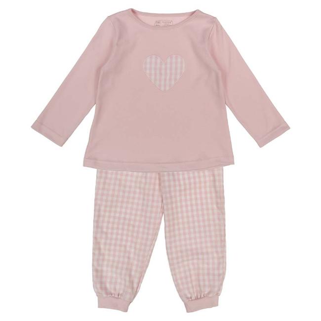 Picture of Rapife Girls Gingham Heart Top Loungewear Set - Dusky Pink