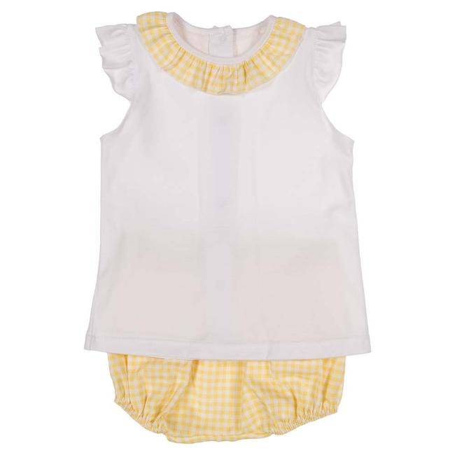 Picture of Rapife Baby Girls Gingham Ruffle Top & Panties Set - Lemon